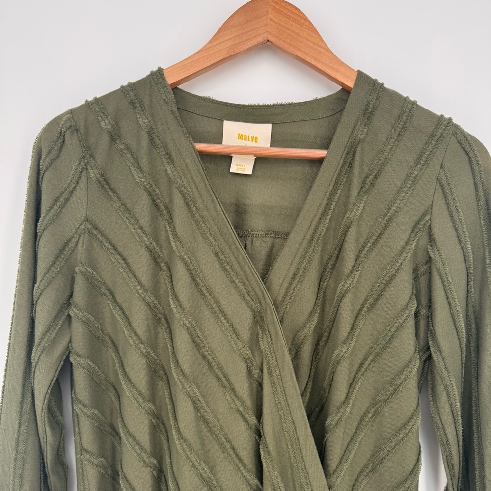 Anthropologie Maeve Audre Long Sleeve Textured Top Size Small Green - Picture 2 of 11